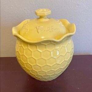 Temptations Honeycomb Yellow Ceramic Canister